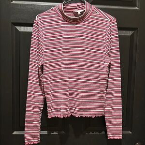 Candie's Pink and Black Striped Long Sleeve Top
